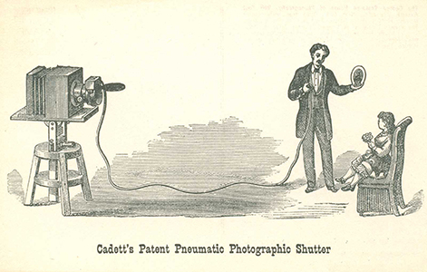 Postcard of Cadett's pneumatic remote camera shutter release